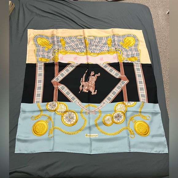 BURBERRY Montage Print Silk Square Scarf - Picture 3 of 14